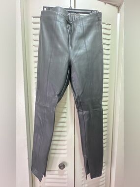 Zara Black Leather Slim Trousers